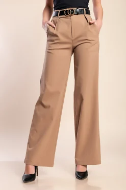 Pantaloni eleganti a vita alta, beige