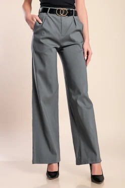 Pantaloni eleganti a vita alta, grigi