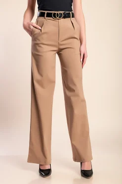 Pantaloni eleganti a vita alta, beige