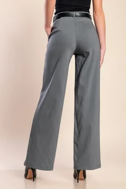 Pantaloni eleganti a vita alta, grigi