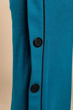 Pantaloni eleganti con bottoni, petrolio