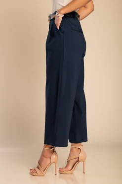 Pantaloni eleganti con gamba dritta, di colore blu