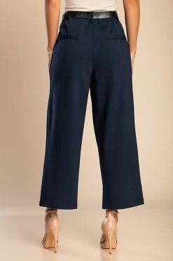 Pantaloni eleganti con gamba dritta, di colore blu