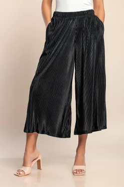 Pantaloni eleganti con pieghe, neri