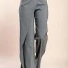 Pantaloni eleganti con volant, grigio