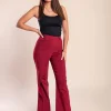 Pantaloni eleganti con volant, bordeaux