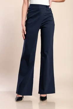 Pantaloni eleganti con volant, blu scuro