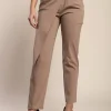 Pantaloni eleganti con volant, beige