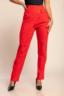 Pantaloni eleganti con volant, rossi
