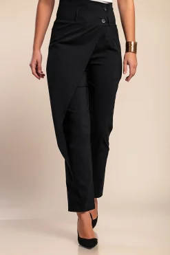 Pantaloni eleganti con volant, neri