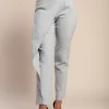 Pantaloni eleganti con volant, grigio chiaro
