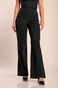 Pantaloni eleganti con volant, neri
