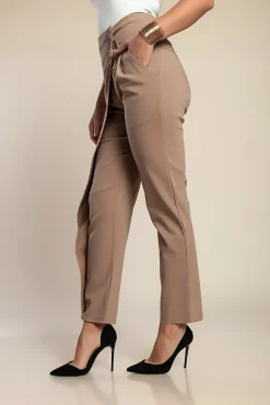 Pantaloni eleganti con volant, beige