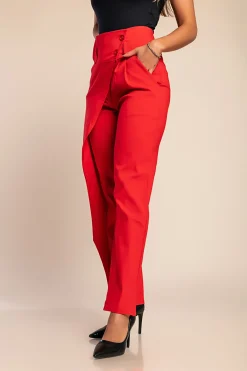 Pantaloni eleganti con volant, rossi