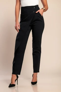 Pantaloni eleganti con volant, neri