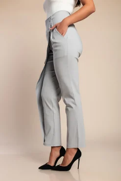 Pantaloni eleganti con volant, grigio chiaro