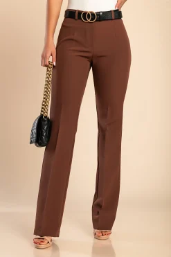 Pantaloni eleganti dal taglio dritto, marrone