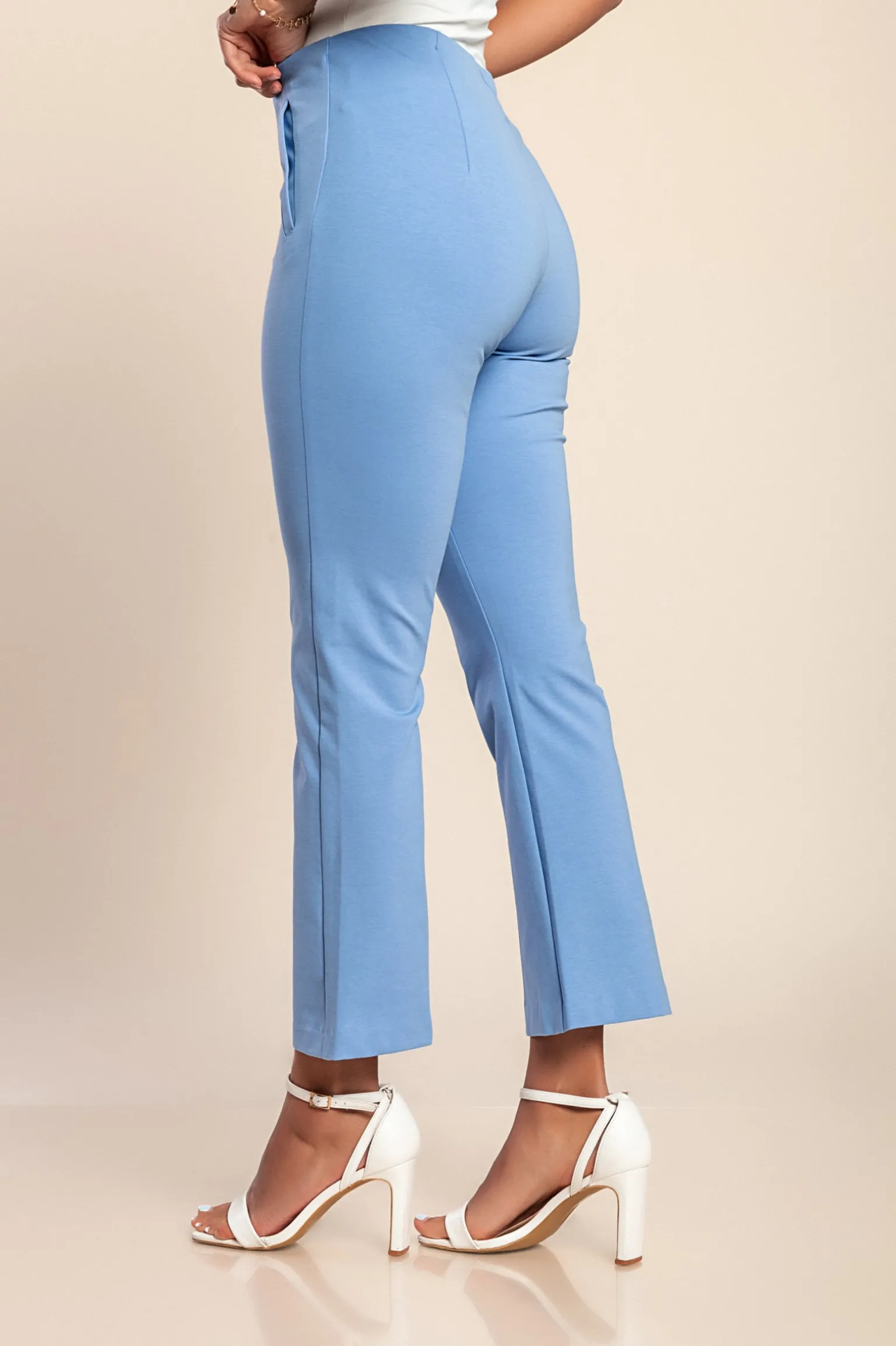 Pantaloni eleganti in cotone, azzurro
