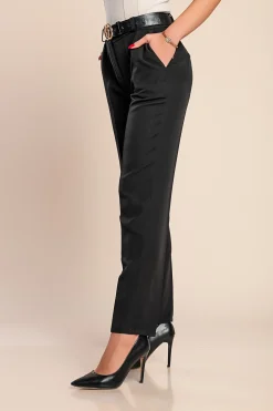 Pantaloni eleganti lunghi con pantalone dritto Tordina, nero