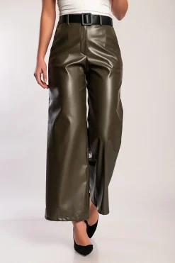 Pantaloni in similpelle, oliva