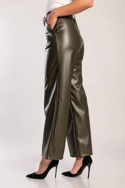 Pantaloni in similpelle, oliva