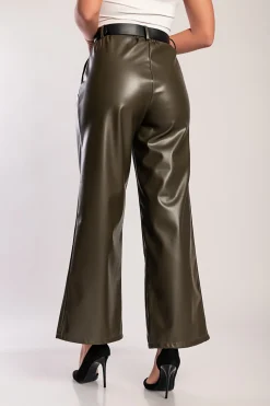 Pantaloni in similpelle, oliva