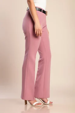 Pantaloni lunghi eleganti con gamba dritta, rosa scuro