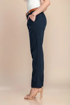 Pantaloni lunghi eleganti dal taglio dritto Tordina, blu scuro