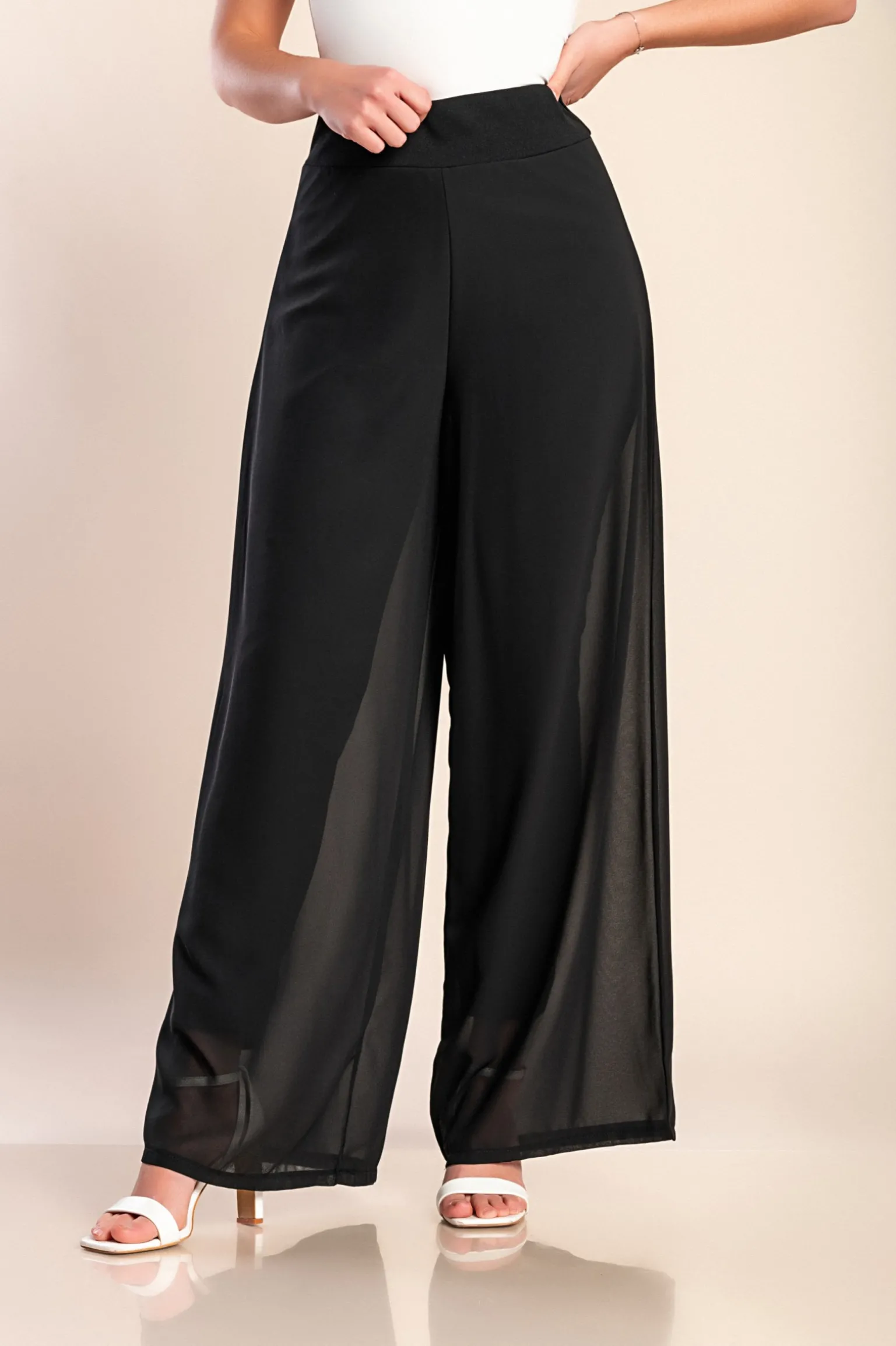 Pantaloni lunghi eleganti Veronna, neri