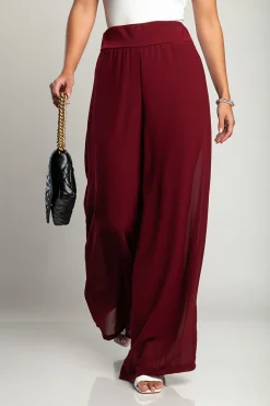 Pantaloni lunghi eleganti Veronna, bordeaux