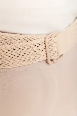 Pantaloni lunghi eleganti con cintura, colore beige