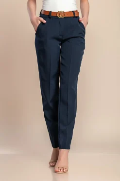 Pantaloni lunghi eleganti dal taglio dritto Tordina, blu scuro