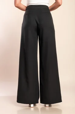 Pantaloni lunghi eleganti con bottoni, neri