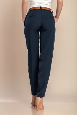 Pantaloni lunghi eleganti dal taglio dritto Tordina, blu scuro