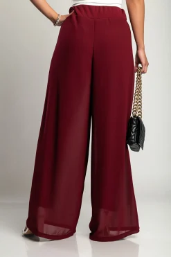 Pantaloni lunghi eleganti Veronna, bordeaux