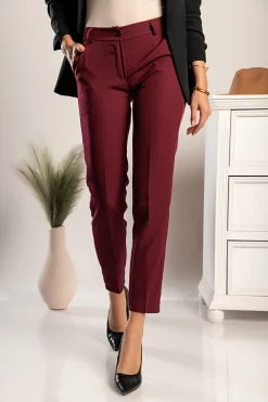 Pantaloni lunghi eleganti dal taglio dritto Tordina, bordeaux