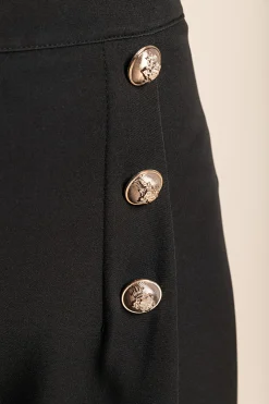 Pantaloni lunghi eleganti con bottoni, neri