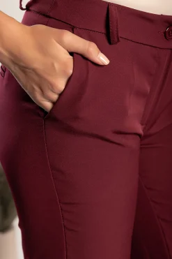 Pantaloni lunghi eleganti dal taglio dritto Tordina, bordeaux