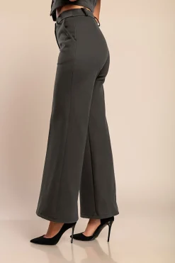 Pantaloni lunghi in tessuto caldo, grigio