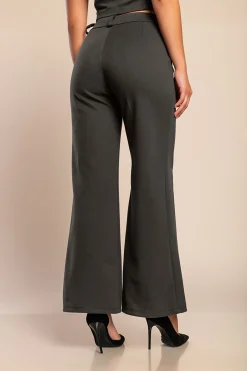 Pantaloni lunghi in tessuto caldo, grigio