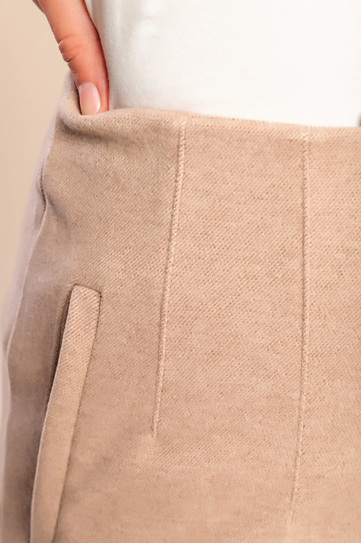 Pantaloni lunghi in tessuto caldo, beige