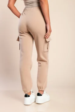 Pantaloni sportivi termici con tasche, beige