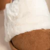 Pantofole con pelliccia sintetica, colore cammello