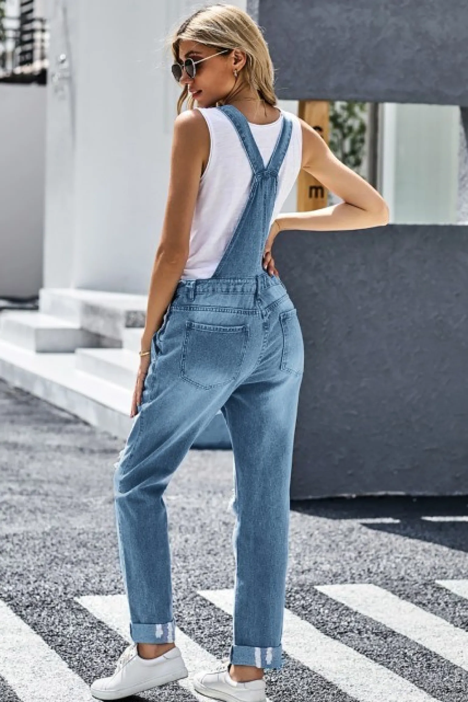 SALOPETTE IN JEANS CON STRAPPI CHEYENNE, AZZURRO
