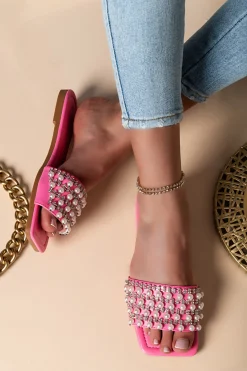 Sandali con dettagli di perline, rosa chiaro