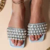 Sandali con perline decorative, colore azzurro
