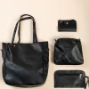 Set borsa e portafoglio 4 pezzi, nero