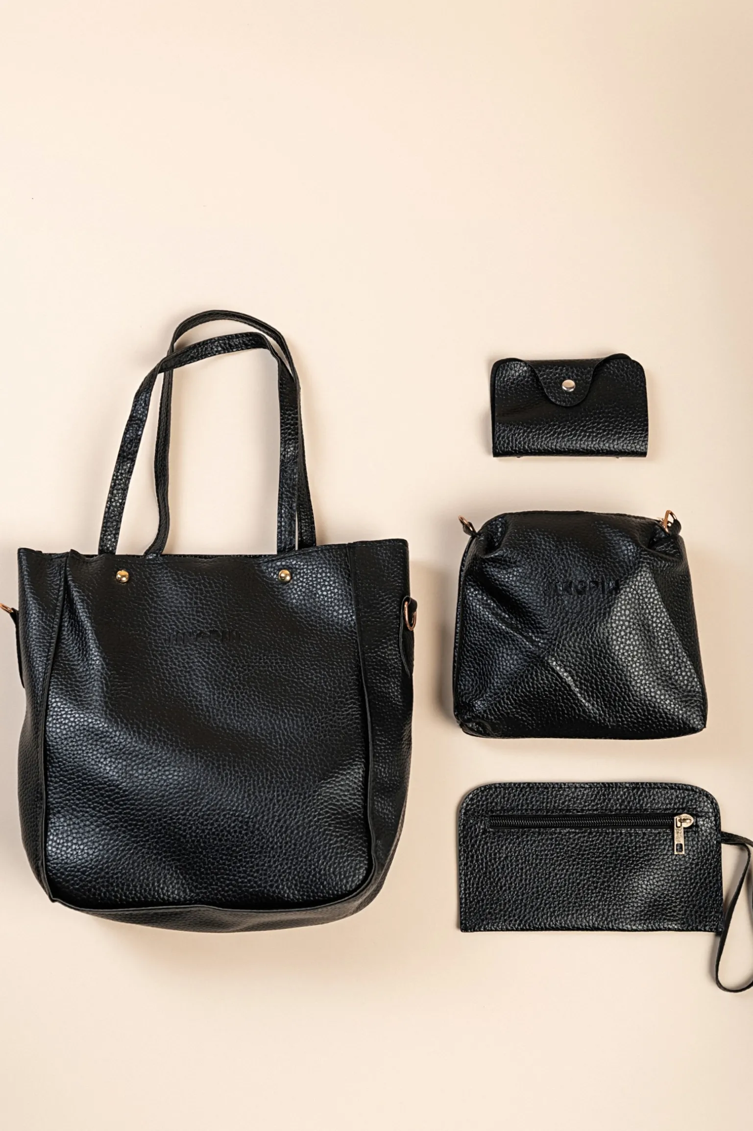 Set borsa e portafoglio 4 pezzi, nero