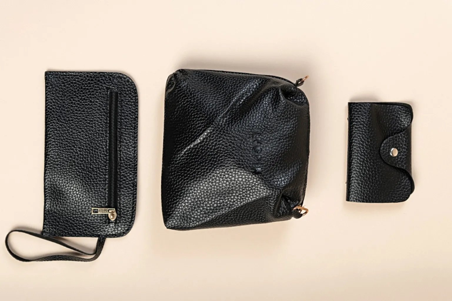 Set borsa e portafoglio 4 pezzi, nero