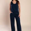 Set con dettagli all'uncinetto, blu scuro